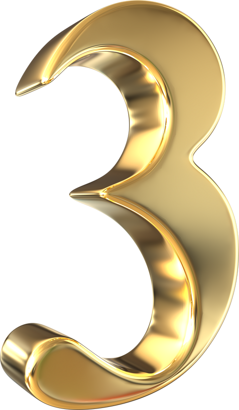 Number 3 gold 3d