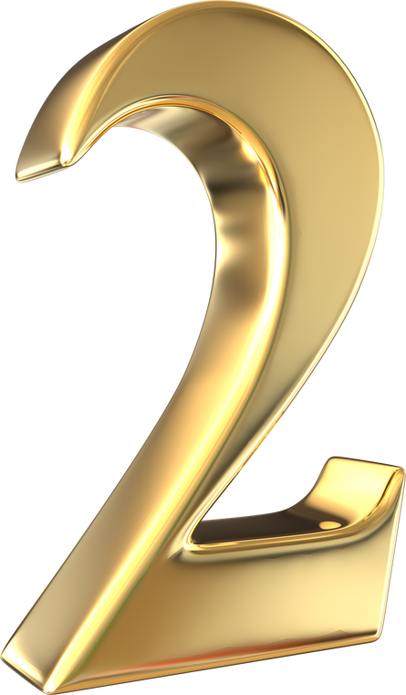 Number 2 gold 3d